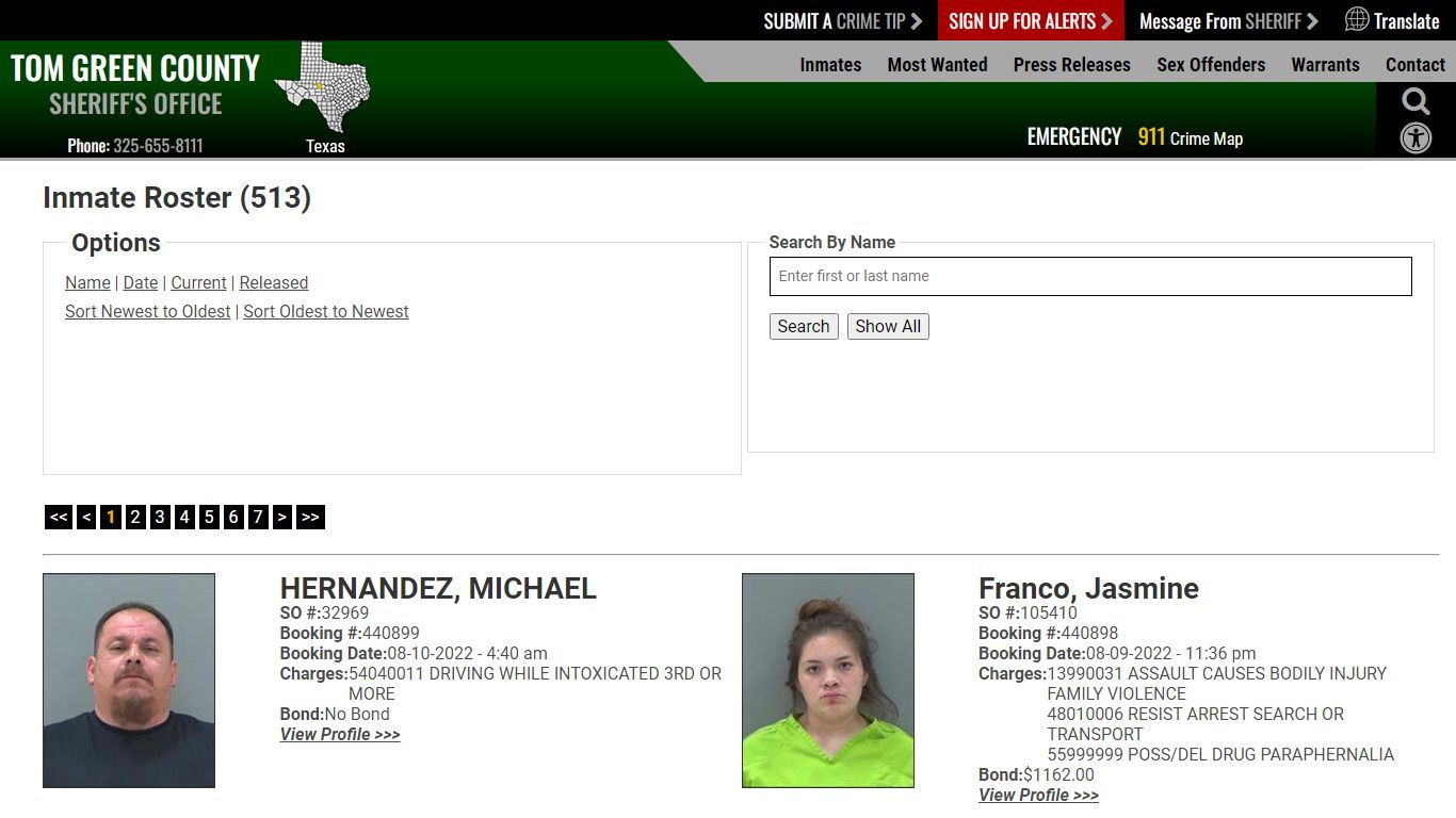 Inmate Roster - Current Inmates Booking Date Descending ...