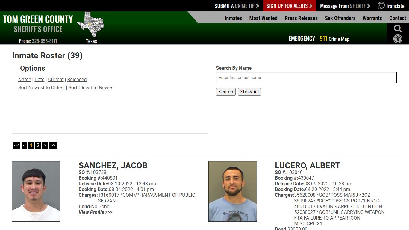 Inmate Roster - Released Inmates Booking Date Descending ...